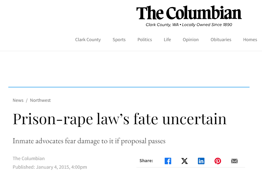 The Columbian: Prison-rape law’s fate uncertain